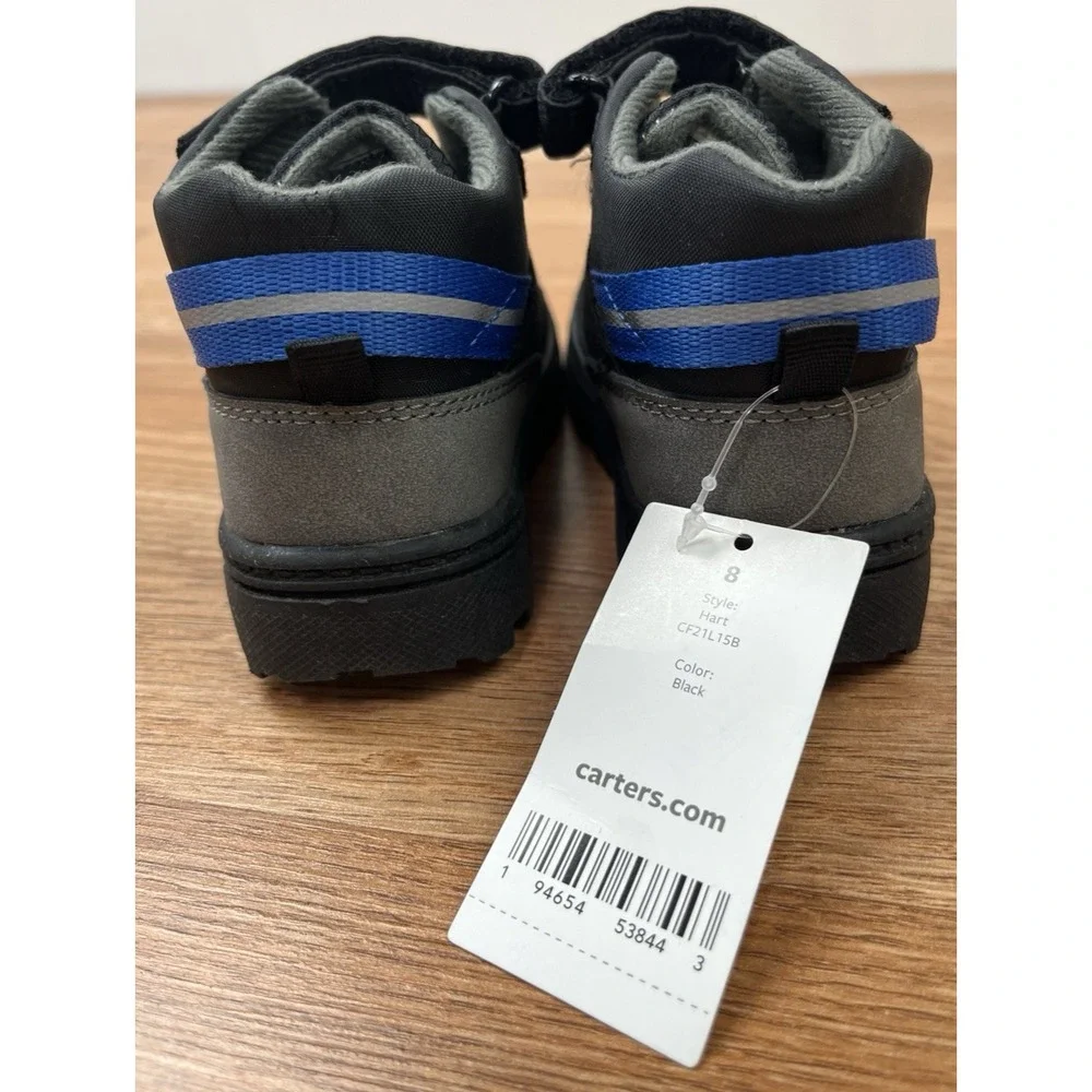 Carter's Hart Winter Boots Toddler Boys Size 8 Black Hook & Loop Closure NEW